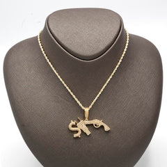 ICED 10k Yellow Gold 1.3CTW Natural Diamond $, Plug & Gun Pendant Mens 10g Charm