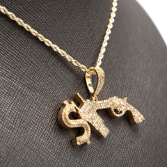 ICED 10k Yellow Gold 1.3CTW Natural Diamond $, Plug & Gun Pendant Mens 10g Charm