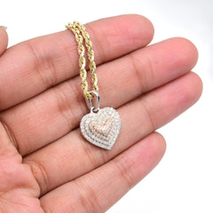 Womens 10k White & Rose Gold Heart Pendant 1.45 CTW Natural Diamonds 2gms Charm