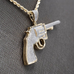 10k Yellow Gold 0.63CTW Natural Diamond Gun Revolver Mens Pendant 7.8gms Charm