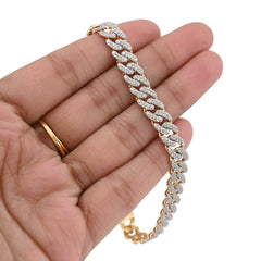8MM 10k Yellow Gold 17.2g 3.8CTW Natural Diamond Cuban Link Mens Bracelet 8 Inch