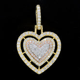 Pure 10k Three Tone Gold 1 CTW Natural Diamond 3 Layer Heart Pendant 3.21g Charm