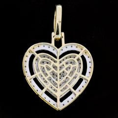 Pure 10k Three Tone Gold 1 CTW Natural Diamond 3 Layer Heart Pendant 3.21g Charm