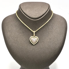 Pure 10k Three Tone Gold 1 CTW Natural Diamond 3 Layer Heart Pendant 3.21g Charm