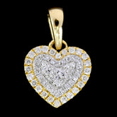 Ladies 10k Gold 0.23CT Natural Diamond 3 Layer Heart Pendant Two Tone 1.3g Charm