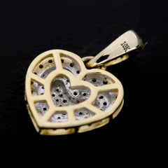 Ladies 10k Gold 0.23CT Natural Diamond 3 Layer Heart Pendant Two Tone 1.3g Charm