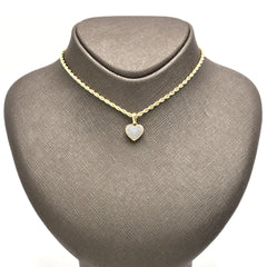 Ladies 10k Gold 0.23CT Natural Diamond 3 Layer Heart Pendant Two Tone 1.3g Charm