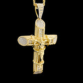 10k Yellow Gold 2.15CTW Natural Round/Baguette Diamond Cross Pendant 24.5g Charm