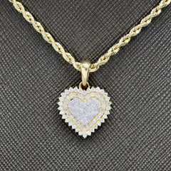 Womens 10k Gold Two Tone 0.55 CTW Natural Round Diamond Heart Pendant 2.1g Charm