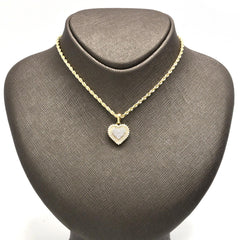 Womens 10k Gold Two Tone 0.55 CTW Natural Round Diamond Heart Pendant 2.1g Charm