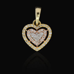10k Yellow Gold 0.25CTW Natural Diamond Heart Pendant 1.2g 11MM Ladies Charm