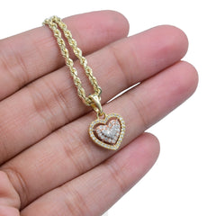 10k Yellow Gold 0.25CTW Natural Diamond Heart Pendant 1.2g 11MM Ladies Charm