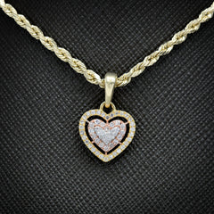 10k Yellow Gold 0.25CTW Natural Diamond Heart Pendant 1.2g 11MM Ladies Charm