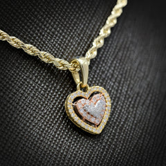 10k Yellow Gold 0.25CTW Natural Diamond Heart Pendant 1.2g 11MM Ladies Charm