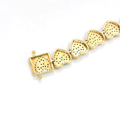 Womens 10k Yellow Gold 1.85CT Diamond Baguette Heart Bracelet 7 Inch 9.7g Armlet