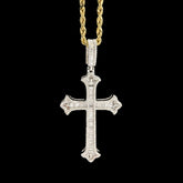 10k White Gold 0.87CTW Natural Round & Baguette Diamond Cross Pendant 6.3g Charm