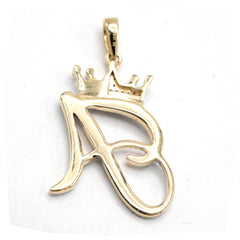 10k Yellow Gold Initial A Crown Pendant 0.21CT Pure Diamond 1.87g Alphabet Charm