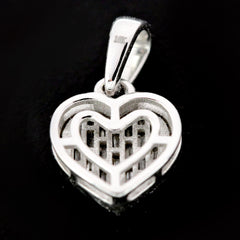 Pure 10k White Gold 0.25 CTW Natural Diamond Baguette Heart Pendant 1.4g Charm
