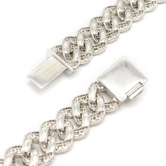 13MM 10k White Gold 24CTW Natural Round/Baguette Diamond 80.5g 21In Cuban Chain