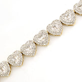 Ladies 2.3CT Natural Heart Diamond Bracelet 10k Yellow Gold 10.7grams - 7 Inches