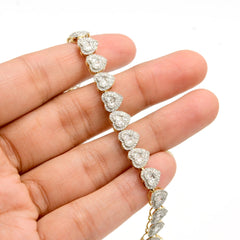 Ladies 2.3CT Natural Heart Diamond Bracelet 10k Yellow Gold 10.7grams - 7 Inches