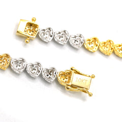 5MM 10k Yellow & White Gold 4.85CTW Diamond Heart Necklace 16.5g Chain 18 Inch