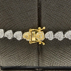 Women 10k Two Tone Gold 4.85CT Natural Diamond Heart Chain 18In Necklace - 16.5g