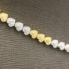 5MM 10k Yellow & White Gold 4.85CTW Diamond Heart Necklace 16.5g Chain 18 Inch