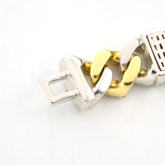 8In 10MM 10k Two Tone Gold 7.49CT Round/Baguette Diamond Cuban Bracelet - 45.5g