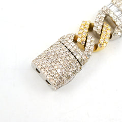 8In 10MM 10k Two Tone Gold 7.49CT Round/Baguette Diamond Cuban Bracelet - 45.5g