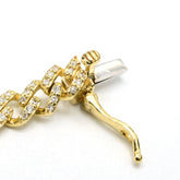 Unisex 4MM 10k Yellow Gold 0.83CT Natural Diamond Cuban Bracelet 7Inch - 5.5g