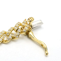 Unisex 4MM 10k Yellow Gold 0.83CT Natural Diamond Cuban Bracelet 7Inch - 5.5g