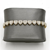 Womens 7MM 10k Yellow Gold 7 Inch 1.9CTW Natural Diamond 10.3gms Heart Bracelet