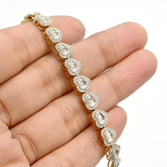 Womens 7MM 10k Yellow Gold 7 Inch 1.9CTW Natural Diamond 10.3gms Heart Bracelet