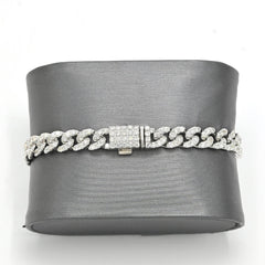 Mens 4.8 CTW Cuban Link Natural Diamond Bracelet 10k White Gold 17g 7Inch Armlet