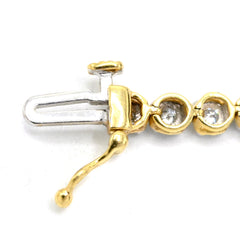 4MM 10K Two Tone Gold 0.9CT Real Diamond Tennis Bracelet 5.9g Fanouk 7In Armlet