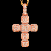 14k Rose Gold 3.03CTW Natural Round Diamond Cross Religious Pendant 6.7g Charm