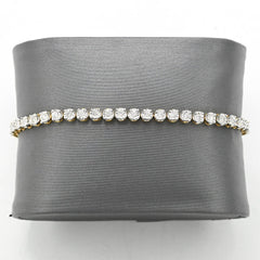 4MM 10K Two Tone Gold 0.9CT Real Diamond Tennis Bracelet 5.9g Fanouk 7In Armlet