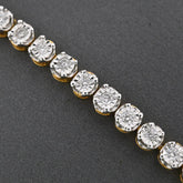4MM 10K Two Tone Gold 0.9CT Real Diamond Tennis Bracelet 5.9g Fanouk 7In Armlet