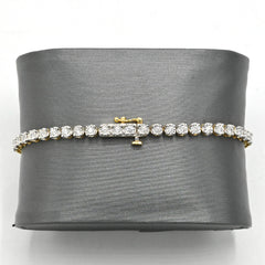4MM 10K Two Tone Gold 0.9CT Real Diamond Tennis Bracelet 5.9g Fanouk 7In Armlet