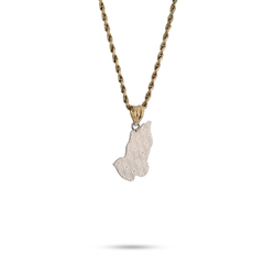 1/10th 10k Gold Bonded 925 Two Tone Praying Hand Charm 1.4gms Religious Pendant