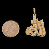 Pure 10k Yellow Gold 2.31CTW Natural Diamond Allah Pendant 13g Religious Charm