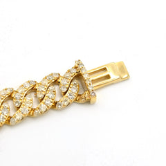 Mens 3.6CTW Natural Cuban Link Diamond Bracelet 10k Yellow Gold 12.9g 8In Armlet