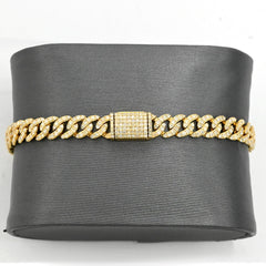 Mens 3.6CTW Natural Cuban Link Diamond Bracelet 10k Yellow Gold 12.9g 8In Armlet