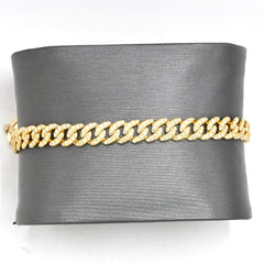 6MM 10k Yellow Gold 8 Inch 3.6CTW Natural Diamond 12.9gms Cuban Link Bracelet