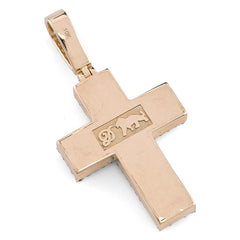 10k Yellow Gold 12.1gm 4.23CTW Lab Grown Diamond Big Pointer Cross Pendant Charm