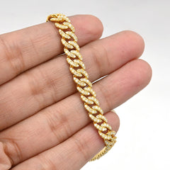 Mens 3.6CTW Natural Cuban Link Diamond Bracelet 10k Yellow Gold 12.9g 8In Armlet
