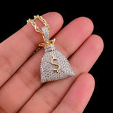 10k Yellow Gold 1.48CTW Natural Round Diamond Money Bag Pendant 6.3g Charm