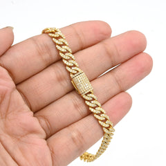 Mens 3.6CTW Natural Cuban Link Diamond Bracelet 10k Yellow Gold 12.9g 8In Armlet