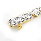 4MM 10K Two Tone Gold 0.5CT Real Diamond Tennis Bracelet 6g Fanouk 7 Inch Armlet